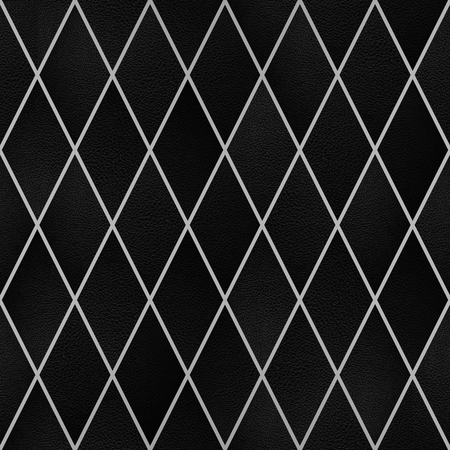 Black leather in rhombus pattern, Seamless wallpaper texture pattern backgroundの写真素材