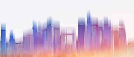 Colorful building city skyline, on white background. Abstract city backgroundの写真素材