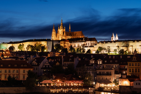 Prague castle in twilight at Prague, Czech Republicのeditorial素材