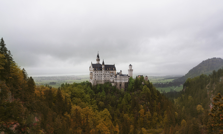 Neuschwanstein Castle in autumn , famous place and travel destination in Fussen, Germanyのeditorial素材
