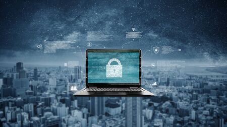 Internet network and cyber data security system technologyの写真素材