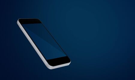Mobile smart phone, on blue background