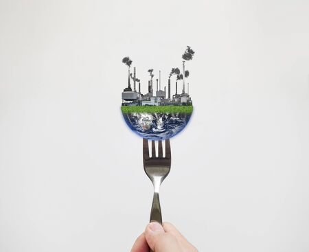 Toxic food and contamination foods from pollution concept.