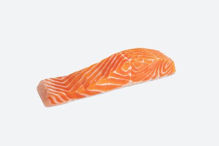 Raw fresh Salmon fillet, isolated on white backgroundの写真素材