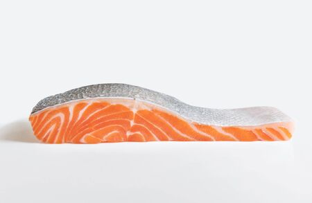 Raw fresh Salmon fillet, isolated on white background