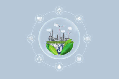 Clean energy, eco-friendly industrial and natural resources concept.の写真素材