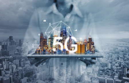 5G internet networking technologyの写真素材