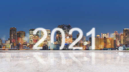 New Year 2021 in the city at nightの写真素材
