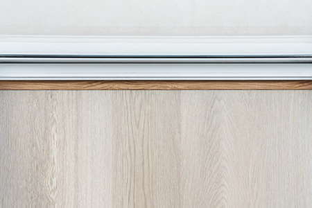 Wooden floor with sliding door frameの写真素材