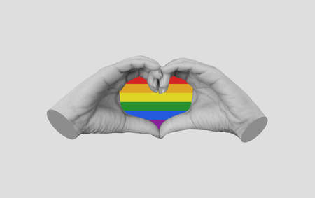 Hands making Heart symbol. LGBT ,Gay Pride conceptの写真素材