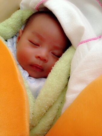 Asian baby sleepingの素材