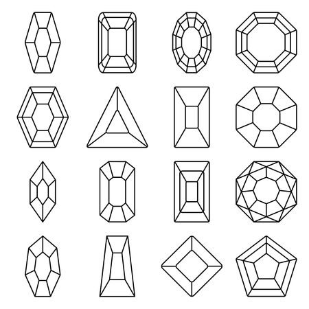 Sixteen jewels line icons set with classic designのイラスト素材