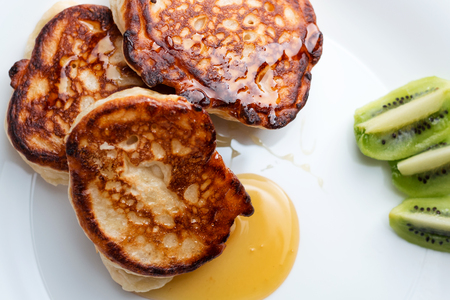 some pancakes on the plateの写真素材