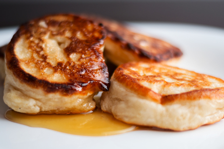 some pancakes on the plateの写真素材