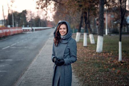 portrait of a girl on the street in the cityの写真素材