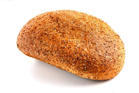 loaf of round rye bread isolated on white background isolateの写真素材