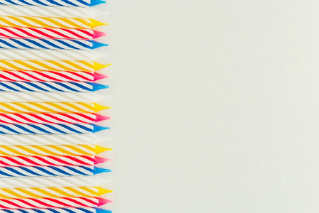 holiday candles lined in a row on a white background isolate. Copy spaceの写真素材