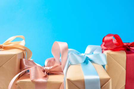 a lot of gift boxes on blue background