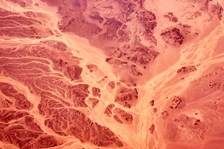 Res sand desert, aerial view from airplane