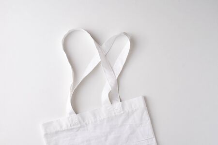 Mock up shopping bag with copy space on white background. Zero waste and shopping concept