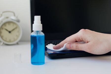 Disinfection gadget to protect from coronavirus covid-19 outbreak. Hand cleans with antibacterial...