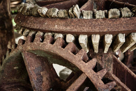 Old iron rusty gear mechanism, close upの写真素材