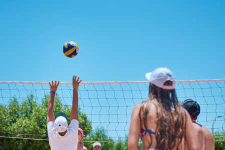 Sharm el sheikh, Egypt - Jyle 30, 2019: People playing beach volleyball in hotelのeditorial素材