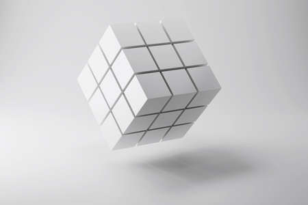 3d illustration of big cube made of small blocks. Abstract background. Technology futuristic conceptの写真素材