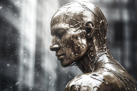 Process of human thinking. Illustration of consciousness Silhouette of man head with neural connections in brain. Created with Generative AIの素材