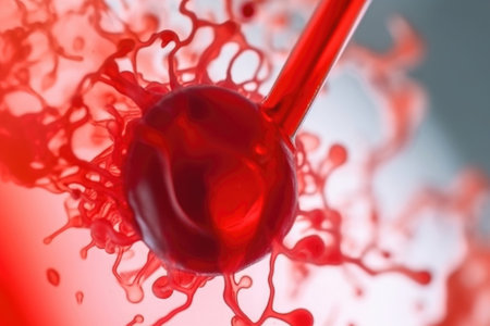 Macro shot of red blood cells in artery. Created with Generative AIの素材