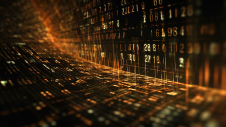 Cyberspace with binary code. Digital world. Virtual reality and futuristic background. Created with Generative AIの素材