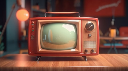 Retro old television on abstract background. Minimal style. Created with Generative AIの素材