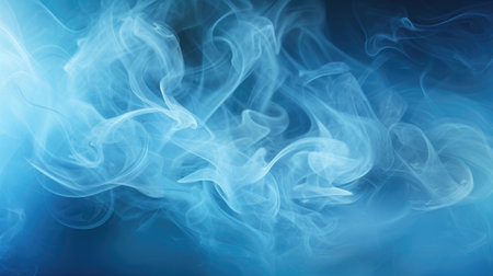 Abstract texture with smoke swirling effect. Blue ink drop in water on dark background with copy space. Created with Generative AIの素材