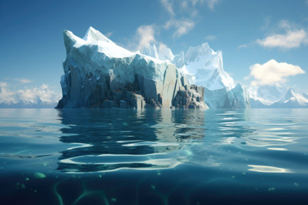 Iceberg floating in ocean. Melting glaciers and global warming. Risk and danger at seaの素材
