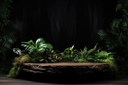 Tropical exotic leaves background. Natural template for product advertisementの素材