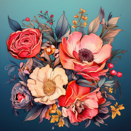 Vintage bouquet of beautiful flowers. Floral background. Abstract pattern with beautiful spring flowersの素材