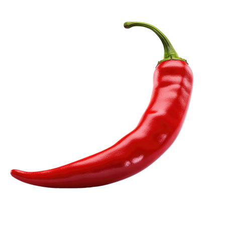Red hot chili pepper isolated on transparent backgroundの素材