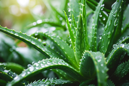 Fresh leaves of aloe vera plant. Natural organic cosmetics and herbal medicine. Natural extract for skin careの素材