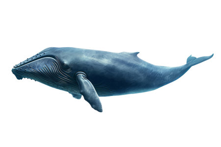 Blue Whale isolated on transparent background. Humpback Whaleの素材