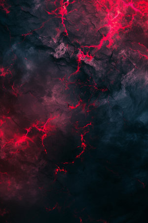 Backdrop with contrasting red lava streams flowing through the darkened, cooled volcanic surfaces. Minimalistic background wallpaperの素材