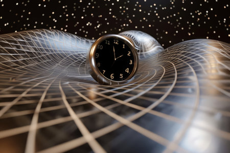 Wormhole tunnel in space showcasing concept of relativity. Curvature of time and space near a black holeの素材