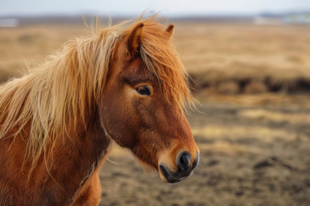 Portrait of an Icelandic horse in steppeの素材