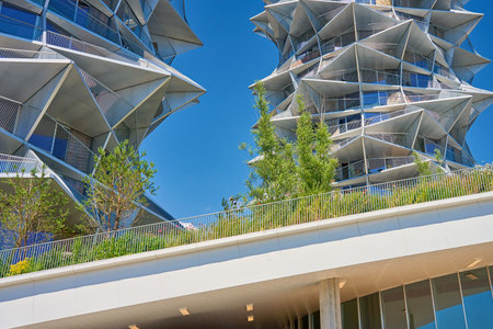 Modern city architecture with eco friendly building, Contemporary architectural design. Scandinavian...