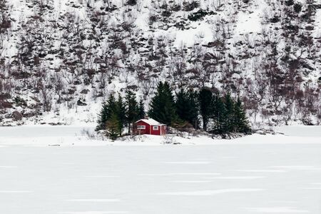 Travel in winter through the Lofoten islands, northern Norway.