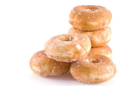Fresh donuts, isolated on a white background.の写真素材