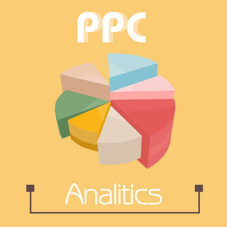 Ppc analytics, modern pie pie charts in pretty colorsのイラスト素材