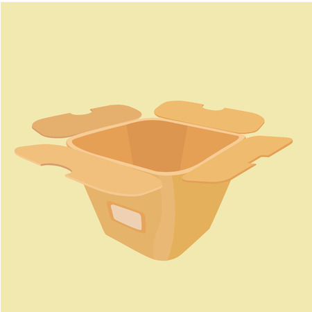 The layout of the carton for food from a fast food restaurant. View of three quarters.のイラスト素材