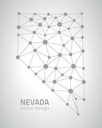 Nevada gray modern vector polygonal contour perspective triangle dot mapのイラスト素材