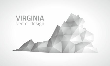 Virginia polygonal gray and silver mosaic 3d vector mapsのイラスト素材