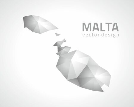Malta gray triangle vector polygonal 3D mapのイラスト素材